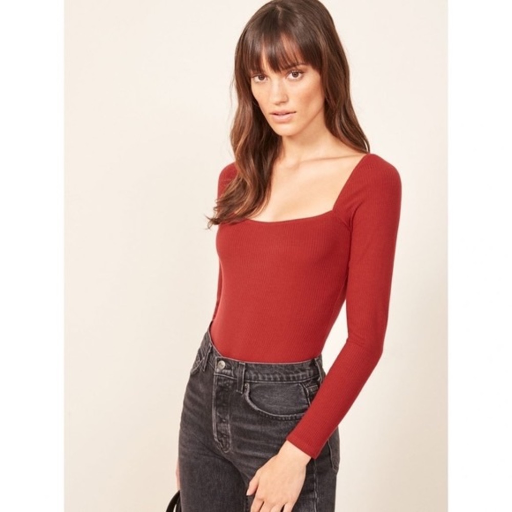 Reformation Gaia Bodysuit in Crimson
